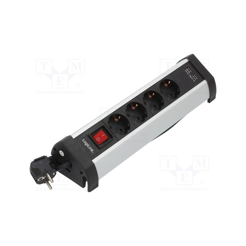 1 pcs x LOGILINK - LPS236U - Plug socket strip: supply, Sockets: 6, 230VAC, 16A, 1.5m, IP20