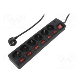 1 pcs x LOGILINK - LPS233 - Plug socket strip: supply, Sockets: 6, 250VAC, 16A, black, 1.5m
