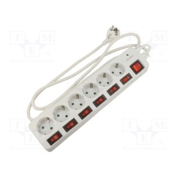 1 pcs x LOGILINK - LPS250 - Plug socket strip: supply, Sockets: 6, 250VAC, 16A, white, 1.5m