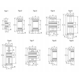 V-belt pulley with or spz, 2 grooves, diameter 79 mm