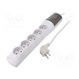 1 pcs x HSK DATA - ACAR XP STANDARD 3 GREY - Plug socket strip: protective, Sockets: 5, 230VAC, 10A, grey