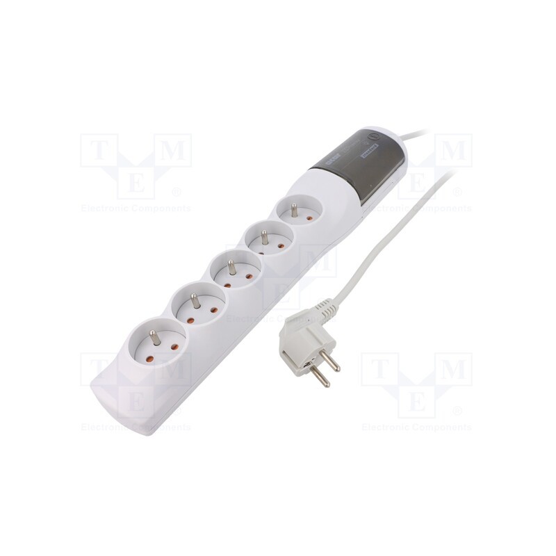 1 pcs x HSK DATA - ACAR XP STANDARD 3 GREY - Plug socket strip: protective, Sockets: 5, 230VAC, 10A, grey