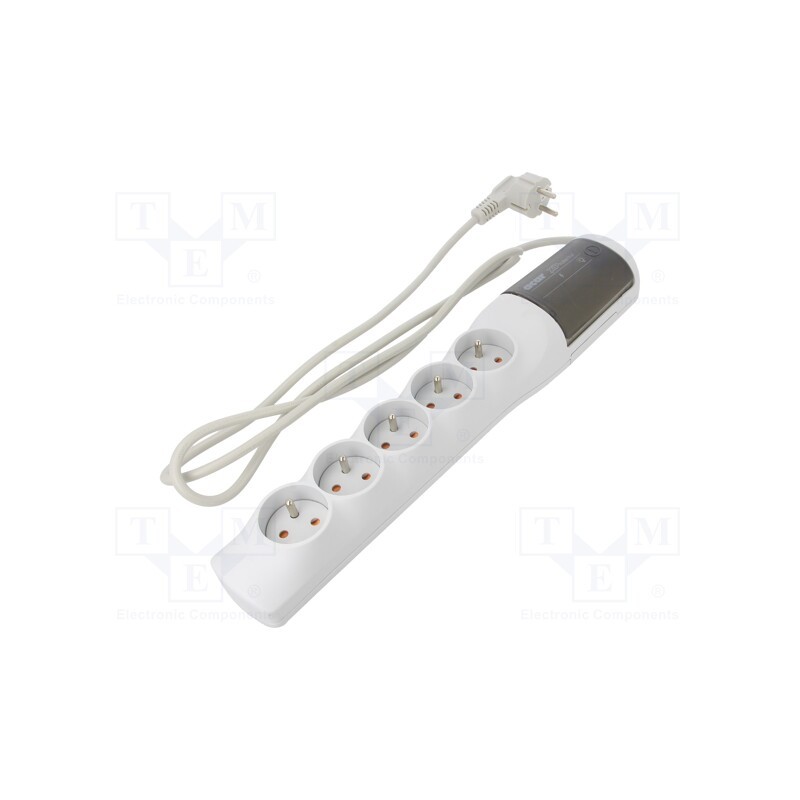 1 pcs x HSK DATA - ACAR XP STANDARD 1.5 GREY - Plug socket strip: protective, Sockets: 5, 230VAC, 10A, grey