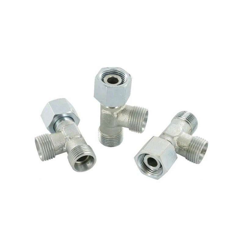 Tee connector with asymmetric nut M12x1