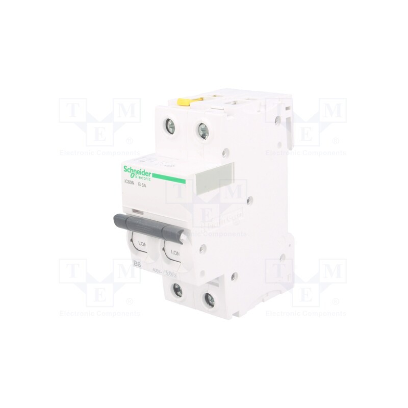 1 pcs x SCHNEIDER ELECTRIC - A9F03206 - Circuit breaker, 400VAC, Inom: 6A, Poles: 2, for DIN rail mounting