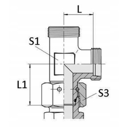 Tee connector with asymmetric nut M14x1