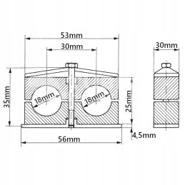 5x double clamp 18mm, mounting of hydraulic lines