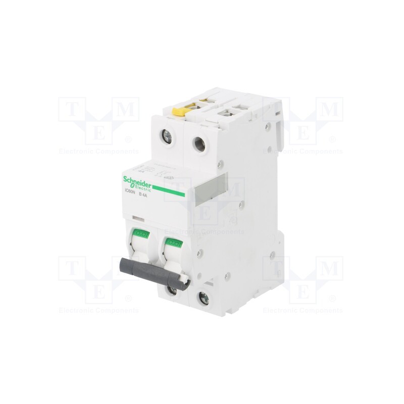 1 pcs x SCHNEIDER ELECTRIC - A9F03204 - Circuit breaker, 400VAC, Inom: 4A, Poles: 2, for DIN rail mounting