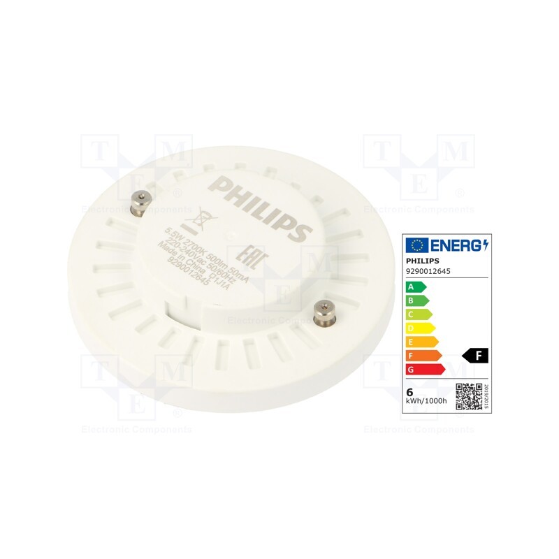 1 pcs x PHILIPS - 8718699773717 - LED lamp, warm white, GX53, 230VAC, 500lm, 5.5W, 2700K, CRImin: 80