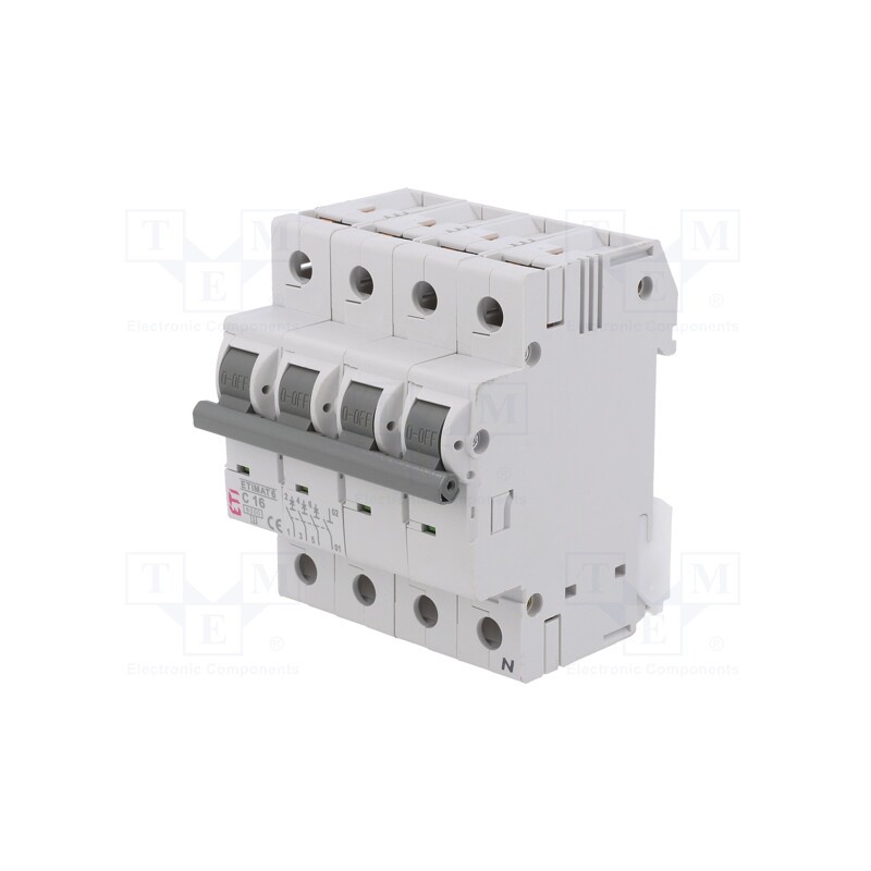 1 pcs x ETI POLAM - ETIMAT 6 3P+N C16 - Circuit breaker, 230/400VAC, Inom: 16A, Poles: 3+N, Charact: C, 6kA