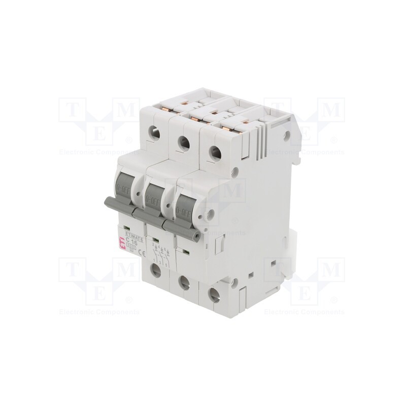 1 pcs x ETI POLAM - ETIMAT 6 3P C16 - Circuit breaker, 230/400VAC, Inom: 16A, Poles: 3, Charact: C, 6kA