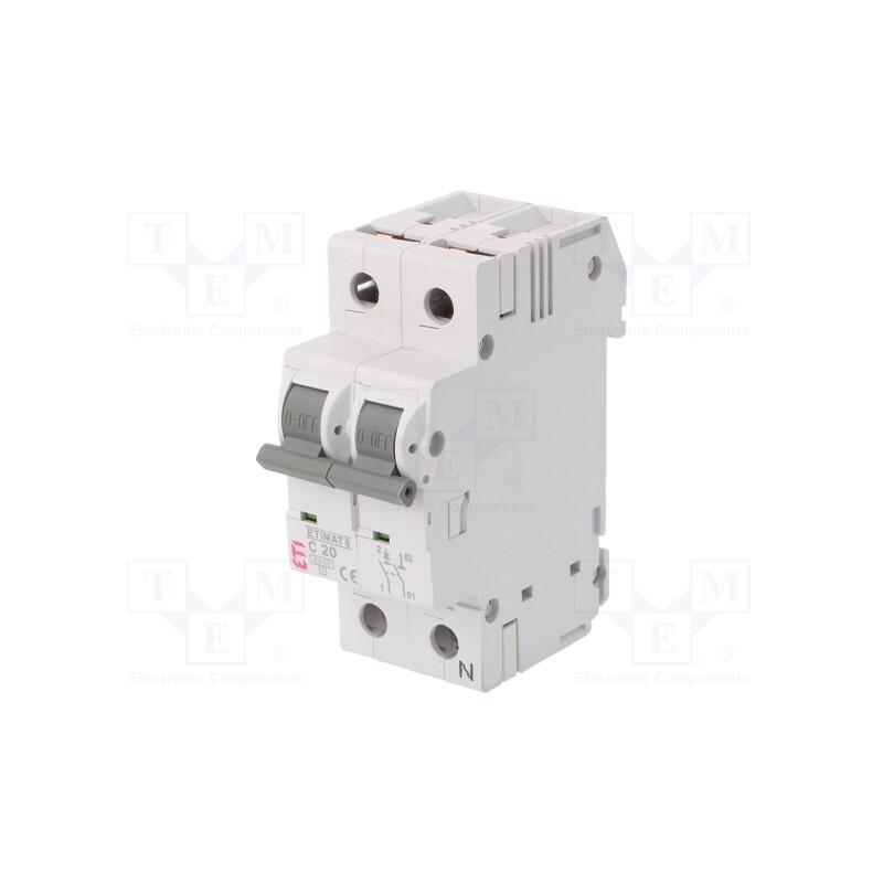 1 pcs x ETI POLAM - ETIMAT 6 1P+N C20 - Circuit breaker, 230/400VAC, Inom: 20A, Poles: 1+N, Charact: C, 6kA