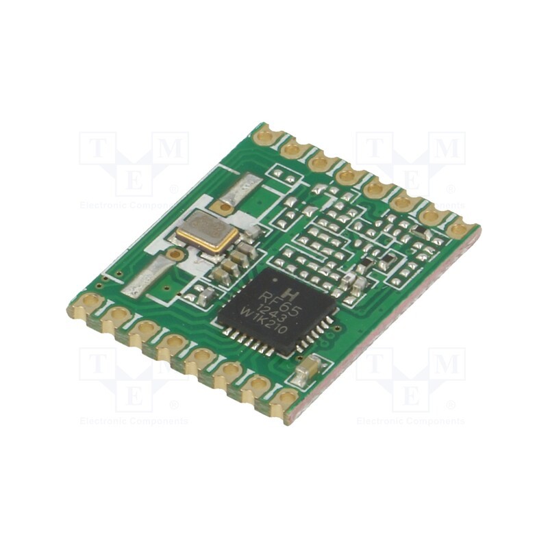 1 pcs x HOPE MICROELECTRONICS - RFM65W-868S2 - Module: RF, FM receiver, FSK, 868MHz, SPI, -120dBm, 1.8÷3.6VDC, SMD