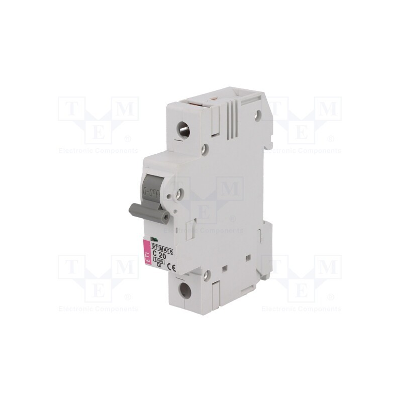 1 pcs x ETI POLAM - ETIMAT 6 1P C20 - Circuit breaker, 230/400VAC, Inom: 20A, Poles: 1, Charact: C, 6kA