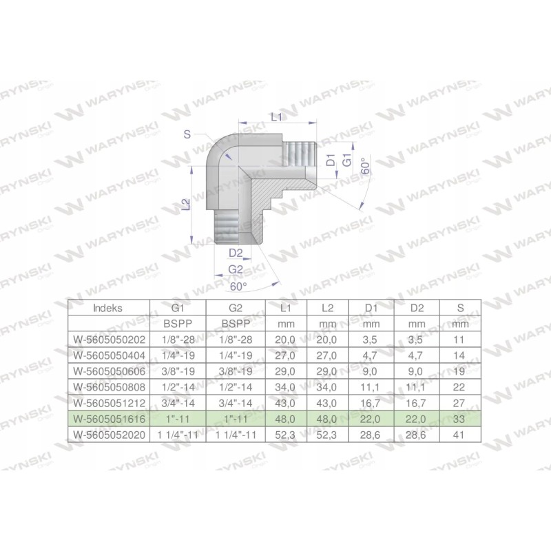 Inch hydraulic elbow bb 1 bsp xw wa
