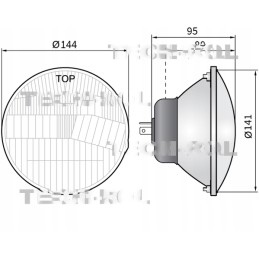 Optical element of the lamp fi 144mm 12v r2 45 40w h4 1
