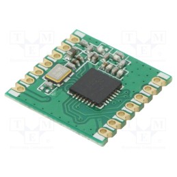 1 pcs x HOPE MICROELECTRONICS - RFM69CW-433S2 - Module: RF, FM transceiver, FSK, 433.92MHz, SPI, -120dBm, 13dBm, SMD