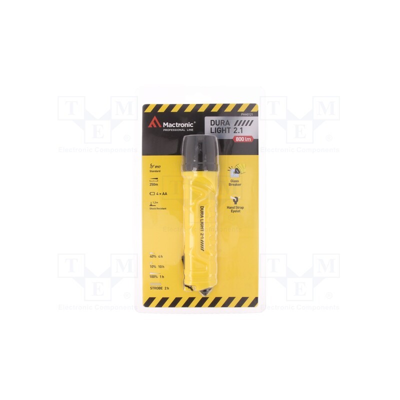 1 set x MACTRONIC - PHH0121 - Torch: standard, 800lm, Ø40x172mm, yellow-black