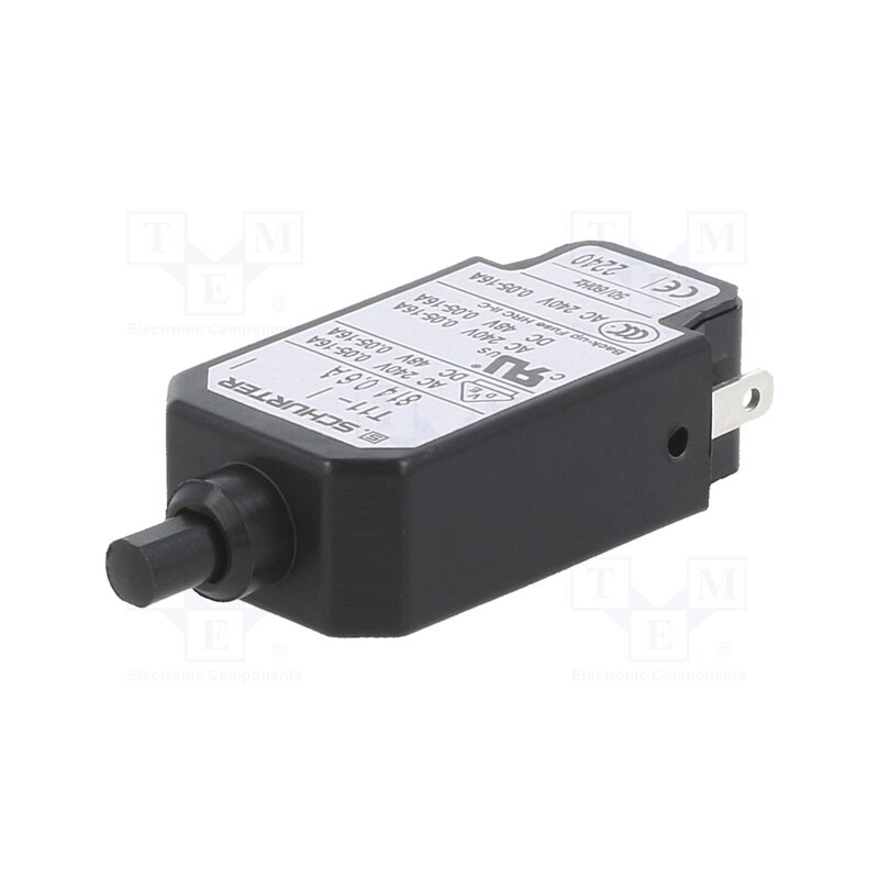 1 pcs x SCHURTER - 4400.0221 - Circuit breaker, Urated: 240VAC, 48VDC, 0.6A, SPST, Poles: 1, Ø9.6mm
