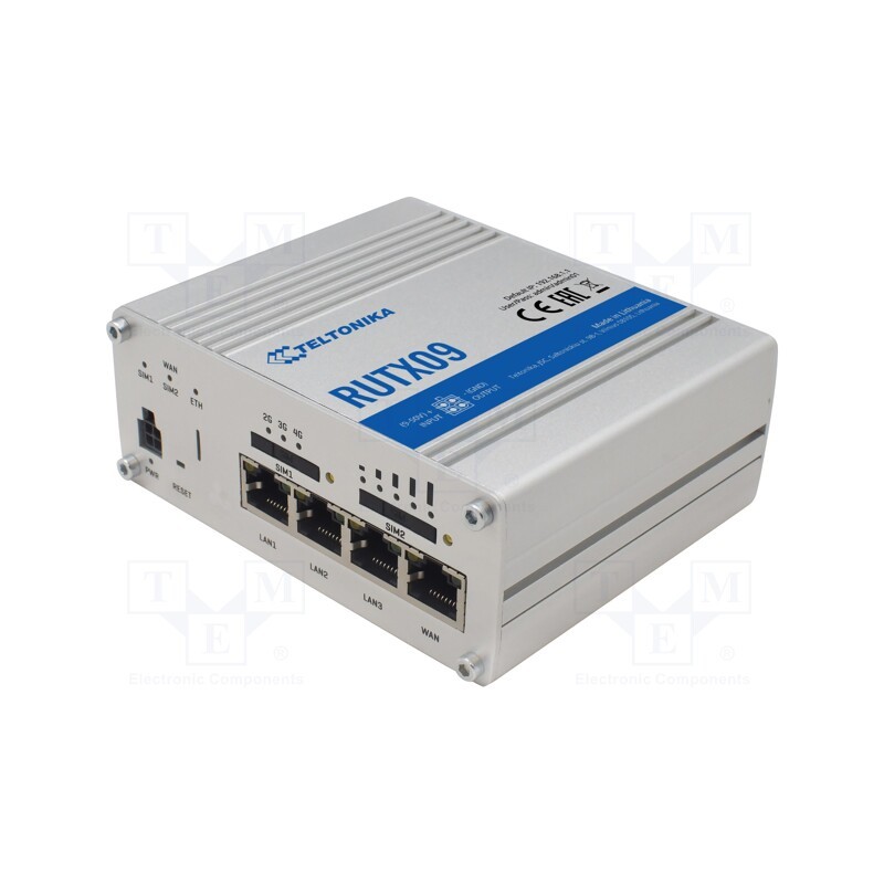 1 pcs x TELTONIKA - RUTX09000000 - Module: router LTE, DDR3, 8kBSRAM,256MBFLASH, GNSS, IP30