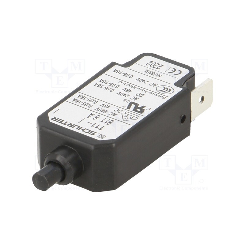 1 pcs x SCHURTER - 4400.0179 - Circuit breaker, Urated: 240VAC, 48VDC, 6A, SPST, Poles: 1, DROP-IN