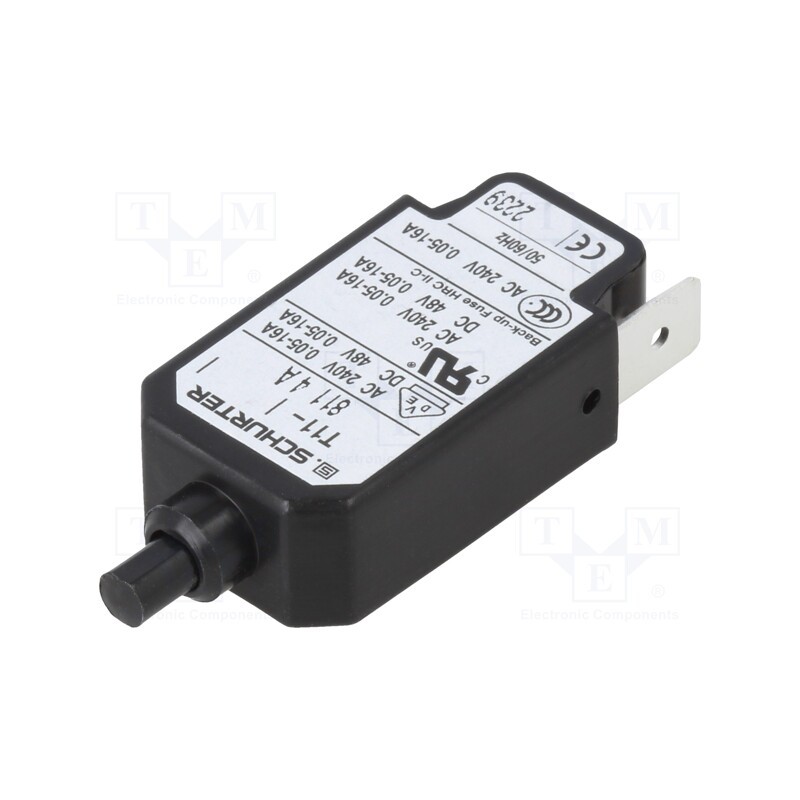 1 pcs x SCHURTER - 4400.0096 - Circuit breaker, Urated: 240VAC, 48VDC, 4A, SPST, Poles: 1, DROP-IN