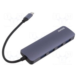 1 pcs x SAVIO - SAVAK-54 - Hub USB, USB A socket x4,USB C plug, USB 3.1, PnP, grey, 5Gbps