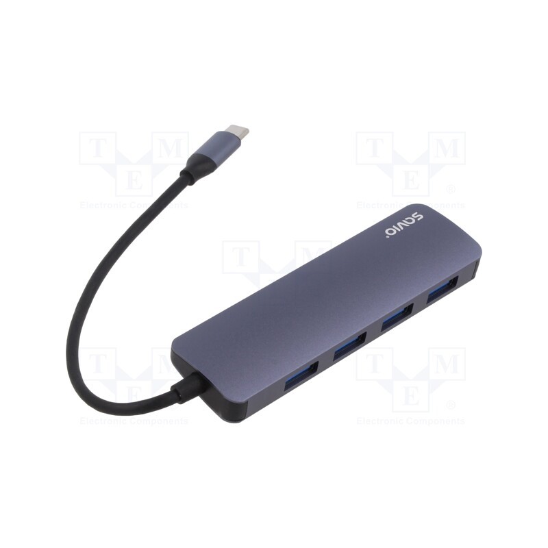 1 pcs x SAVIO - SAVAK-54 - Hub USB, USB A socket x4,USB C plug, USB 3.1, PnP, grey, 5Gbps