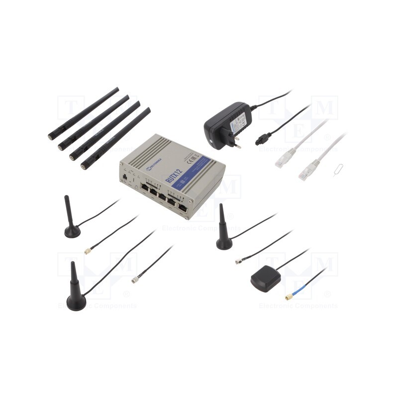 1 pcs x TELTONIKA - RUTX12000000 - Module: router LTE, DDR3, 16kBSRAM,256MBFLASH, GNSS