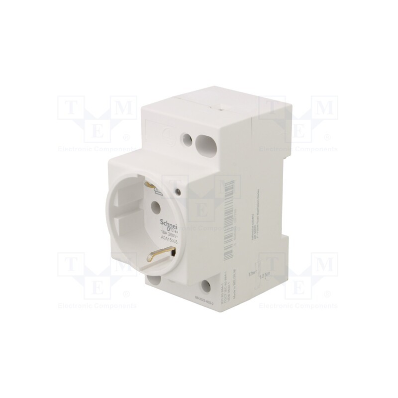 1 pcs x SCHNEIDER ELECTRIC - A9A15035 - F-type socket (Schuko), 250VAC, 16A, for DIN rail mounting