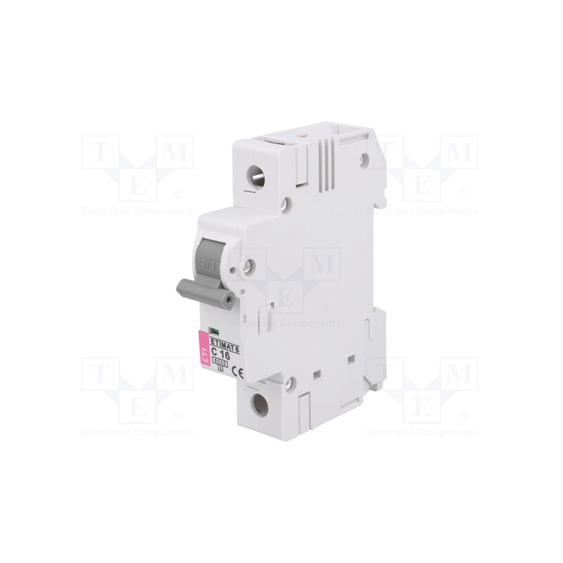 1 pcs x ETI POLAM - ETIMAT 6 1P C16 - Circuit breaker, 230/400VAC, Inom: 16A, Poles: 1, Charact: C, 6kA