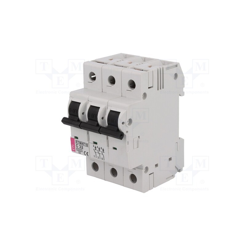 1 pcs x ETI POLAM - ETIMAT 10 3P C32 - Circuit breaker, 230/400VAC, Inom: 32A, Poles: 3, Charact: C, 10kA