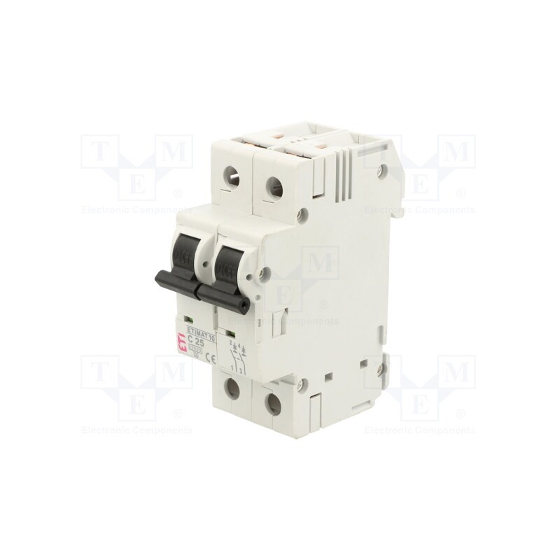 1 pcs x ETI POLAM - ETIMAT 10 2P C25 - Circuit breaker, 230/400VAC, Inom: 25A, Poles: 2, Charact: C, 10kA