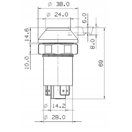 Round push-button switch for work lamps