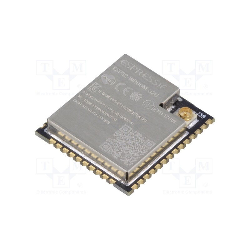 1 pcs x ESPRESSIF - ESP32-WROOM-32U-N8 - Module: IoT, Bluetooth Low Energy,WiFi, SMD, 18x19.2x3.2mm, U.FL