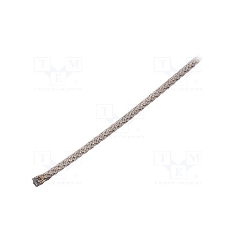 1 pcs x KRAFTBERG - L7X7-F3-A4/10M - Rope, acid resistant steel A4, Ørope: 3mm, L: 10m, Rope plexus: 7x7