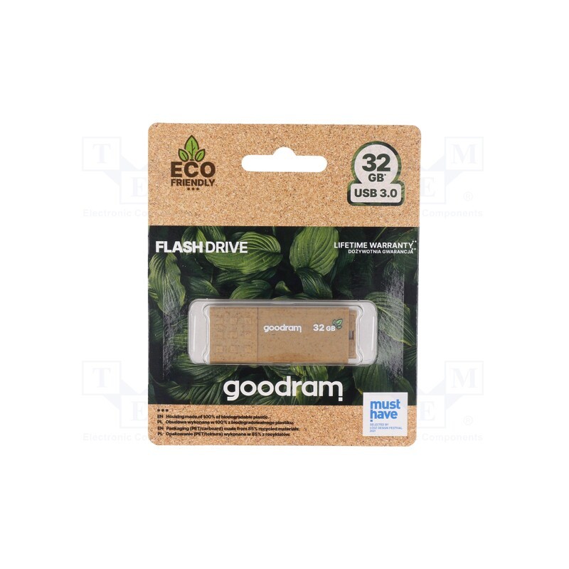 1 pcs x GOODRAM - UME3-0320EFR11 - Pendrive, Eco Friendly,USB 3.2, 32GB, R: 60MB/s, W: 20MB/s, USB A