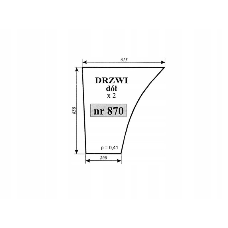 Lower door glass massey ferguson 870 3477778m1