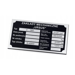 T he nameplate Ursus C 360 C360 is stamped