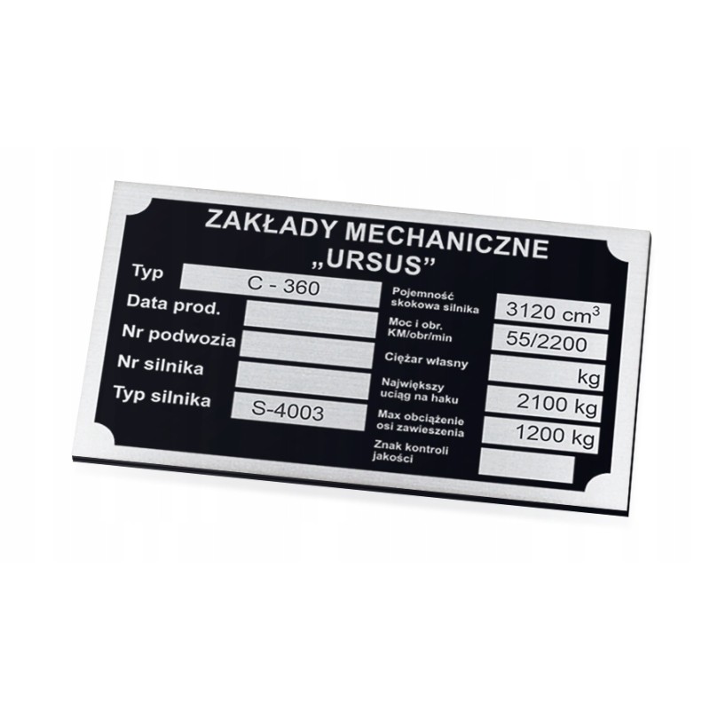 T he nameplate Ursus C 360 C360 is stamped