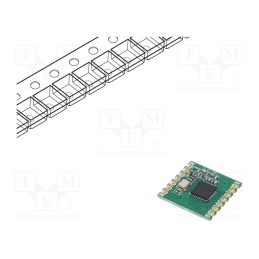 1 pcs x HOPE MICROELECTRONICS - RFM69CW-433S3 - Module: RF, FM transceiver, FSK,GFSK,GMSK,MSK,OOK, 433.92MHz, SPI
