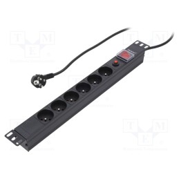 1 pcs x QOLTEC - 53995 - Plug socket strip: protective, Sockets: 6, 250VAC, 16A, black