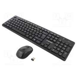 1 set x GEMBIRD - KBS-WCH-03 - Office kit, black, USB A, wireless,slim,US layout, 10m, universal