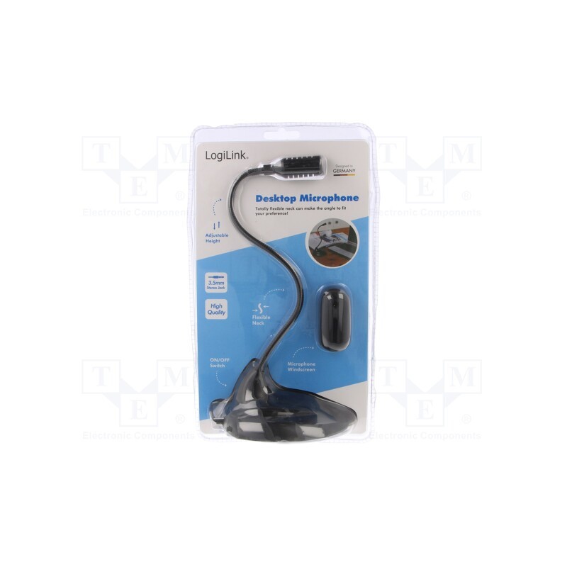 1 pcs x LOGILINK - HS0047 - Microphone, Jack 3,5mm, 1.7m, 2.2kΩ, -58dB, 100÷16000Hz