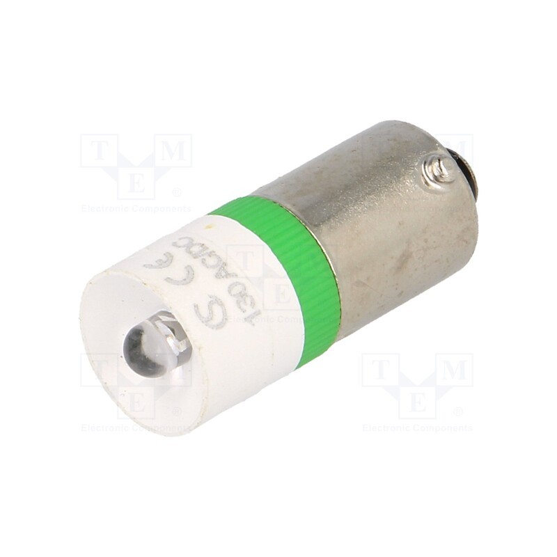 1 pcs x SIGNAL-CONSTRUCT - MEDB2577BR - LED lamp, green, BA9S, 130VAC