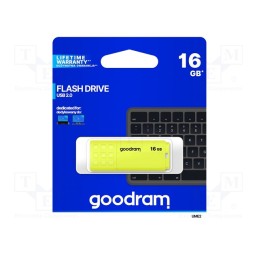 1 pcs x GOODRAM - UME2-0160Y0R11 - Pendrive, USB 2.0, 16GB, R: 20MB/s, W: 5MB/s, USB A, yellow