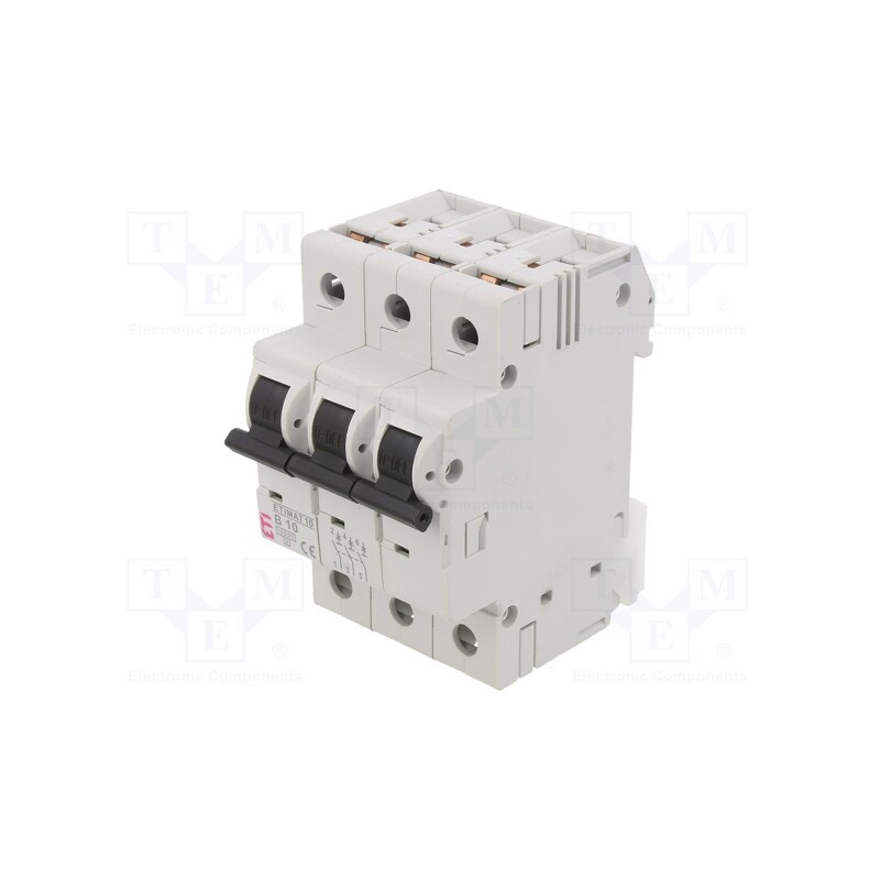 1 pcs x ETI POLAM - ETIMAT 10 3P B10 - Circuit breaker, 230/400VAC, Inom: 10A, Poles: 3, Charact: B, 10kA