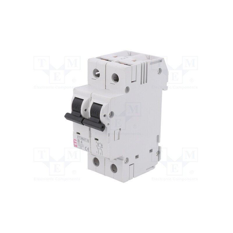 1 pcs x ETI POLAM - ETIMAT 10 2P B4 - Circuit breaker, 230/400VAC, Inom: 4A, Poles: 2, Charact: B, 10kA