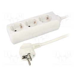 1 pcs x LOGILINK - LPS205 - Plug socket strip: supply, Sockets: 3, 230VAC, 16A, white, 1.4m