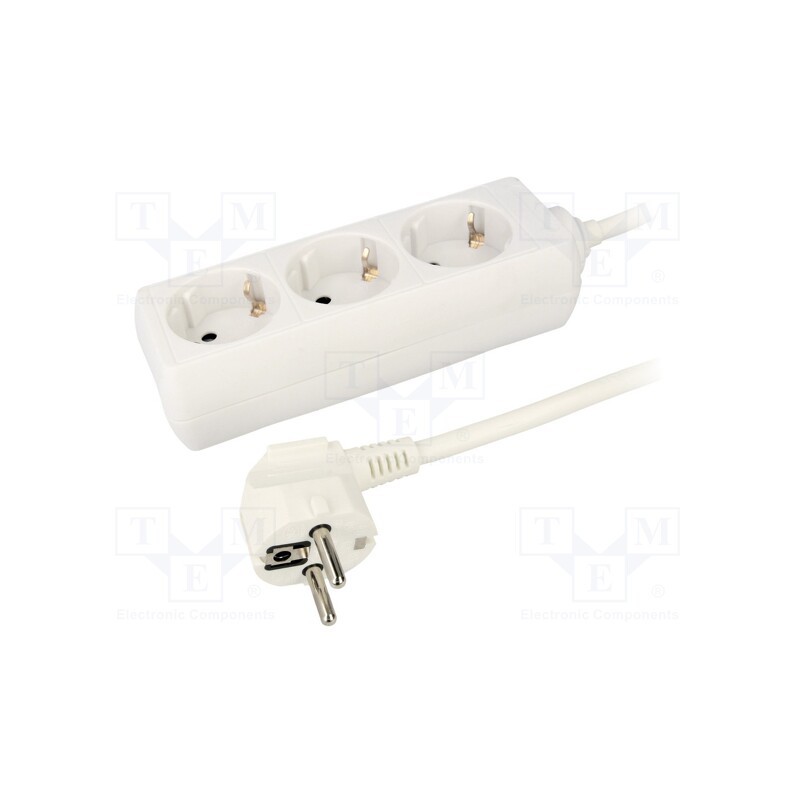 1 pcs x LOGILINK - LPS205 - Plug socket strip: supply, Sockets: 3, 230VAC, 16A, white, 1.4m